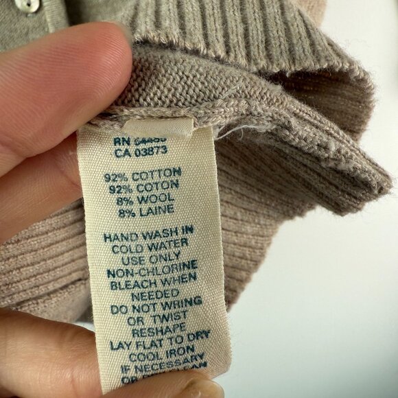 American Eagle Outfitters Vintage Wool Blend Boatneck Cardigan Sweater Tan Size - Picture 6 of 9